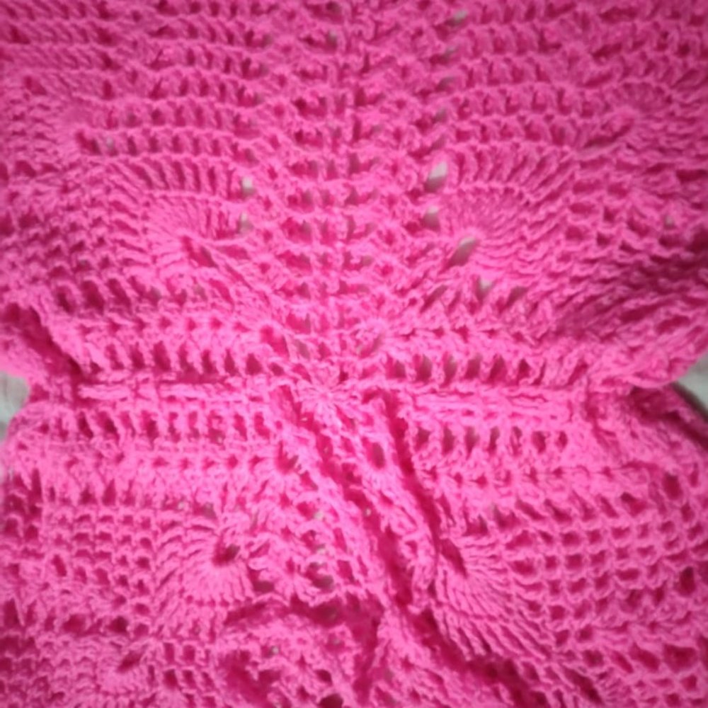 Woolen Empire Pattern Bell Sleeves Top for Woman - Pink, 2XL - Picture 2 of 7